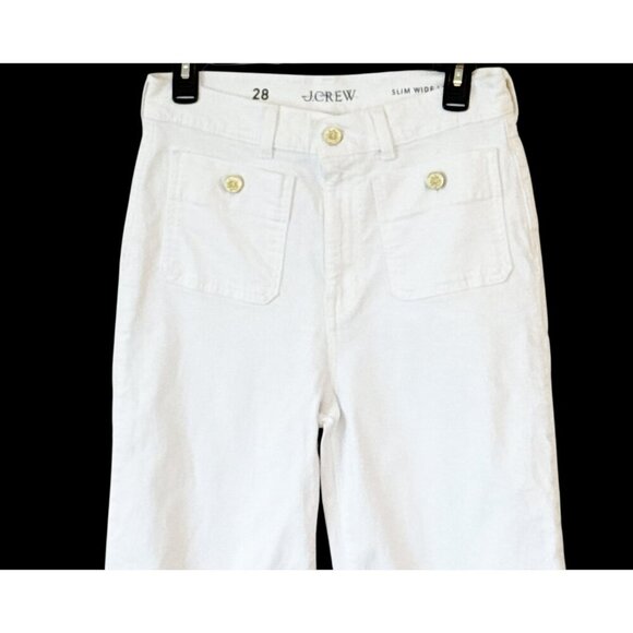 J. Crew Women's Sailor Slim Wide Leg Ankle Jeans White Crest Buttons Size 28 NWT - Picture 4 of 8